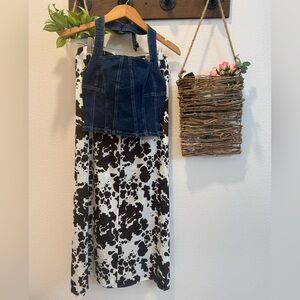 Sincerely Jules Brown and White Cow Print Skirt Set